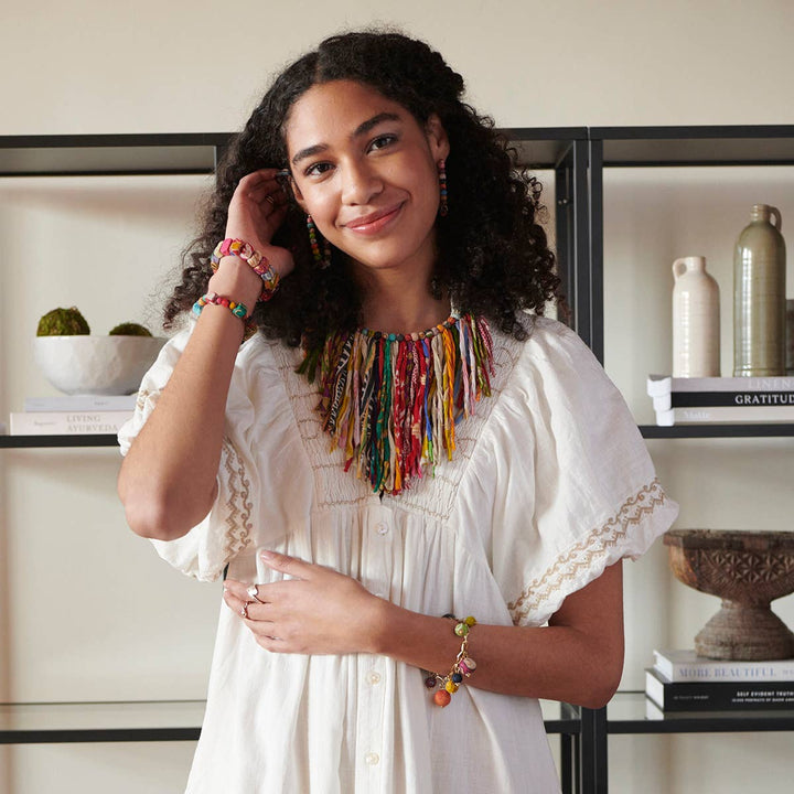 Kantha Fringe Collar Necklace