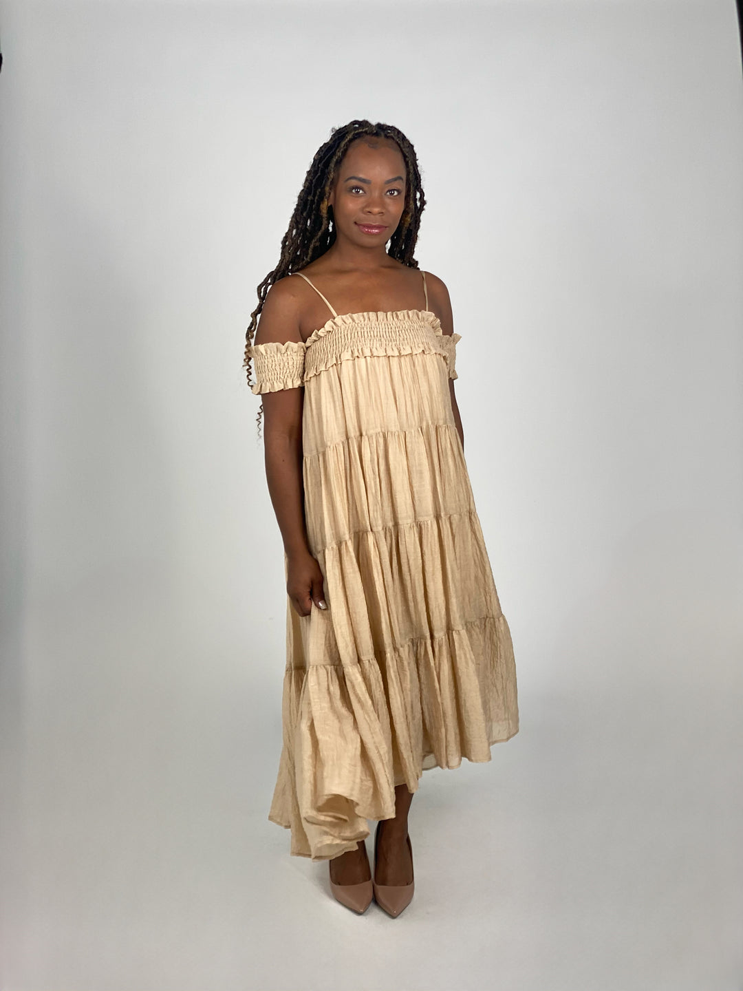 Sleeveless Taupe Maxi Dress
