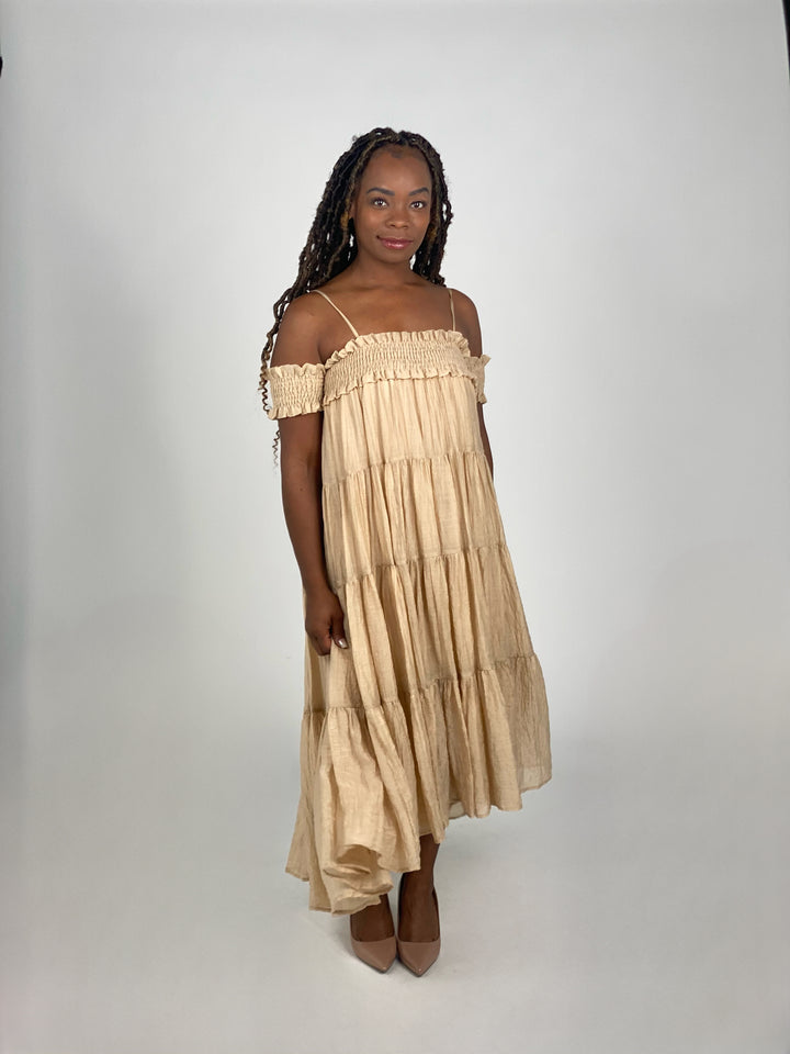 Sleeveless Taupe Maxi Dress