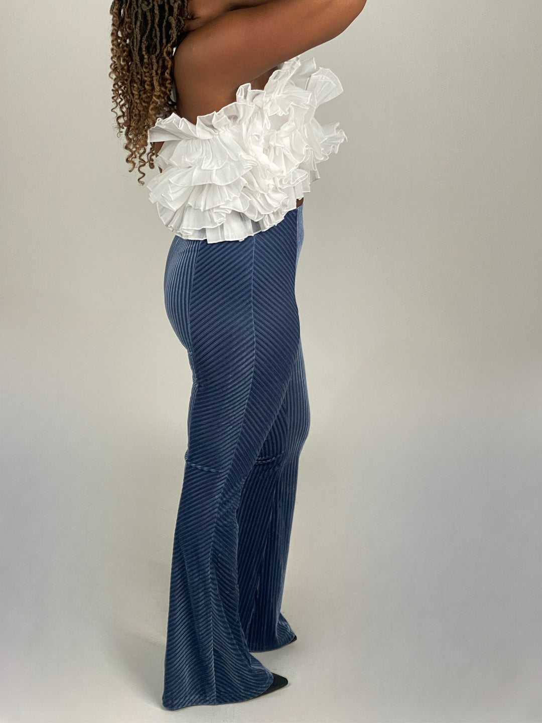 Blue Velvet Flared Pants