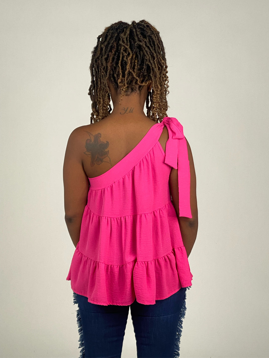 Pink One Shoulder Top