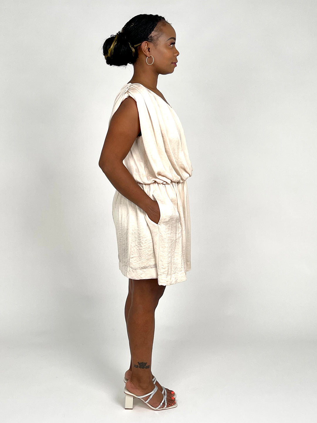 Pearl Satin Pleated Dress