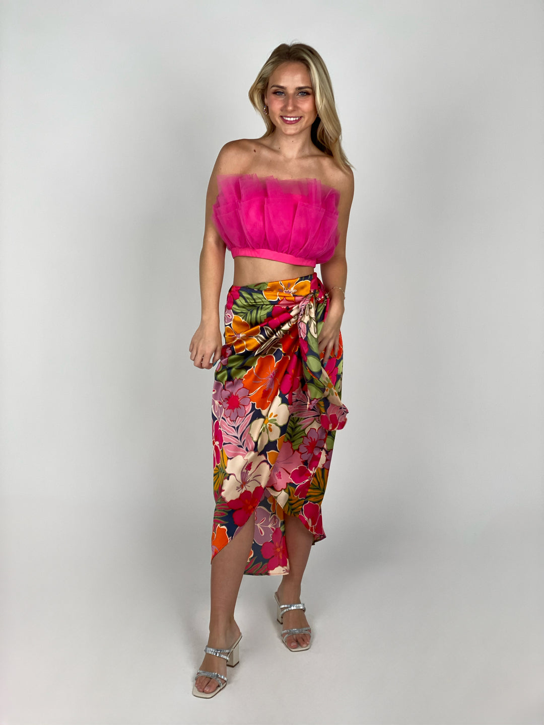 Hawaiian Garden Sarong Wrap Maxi Skirt