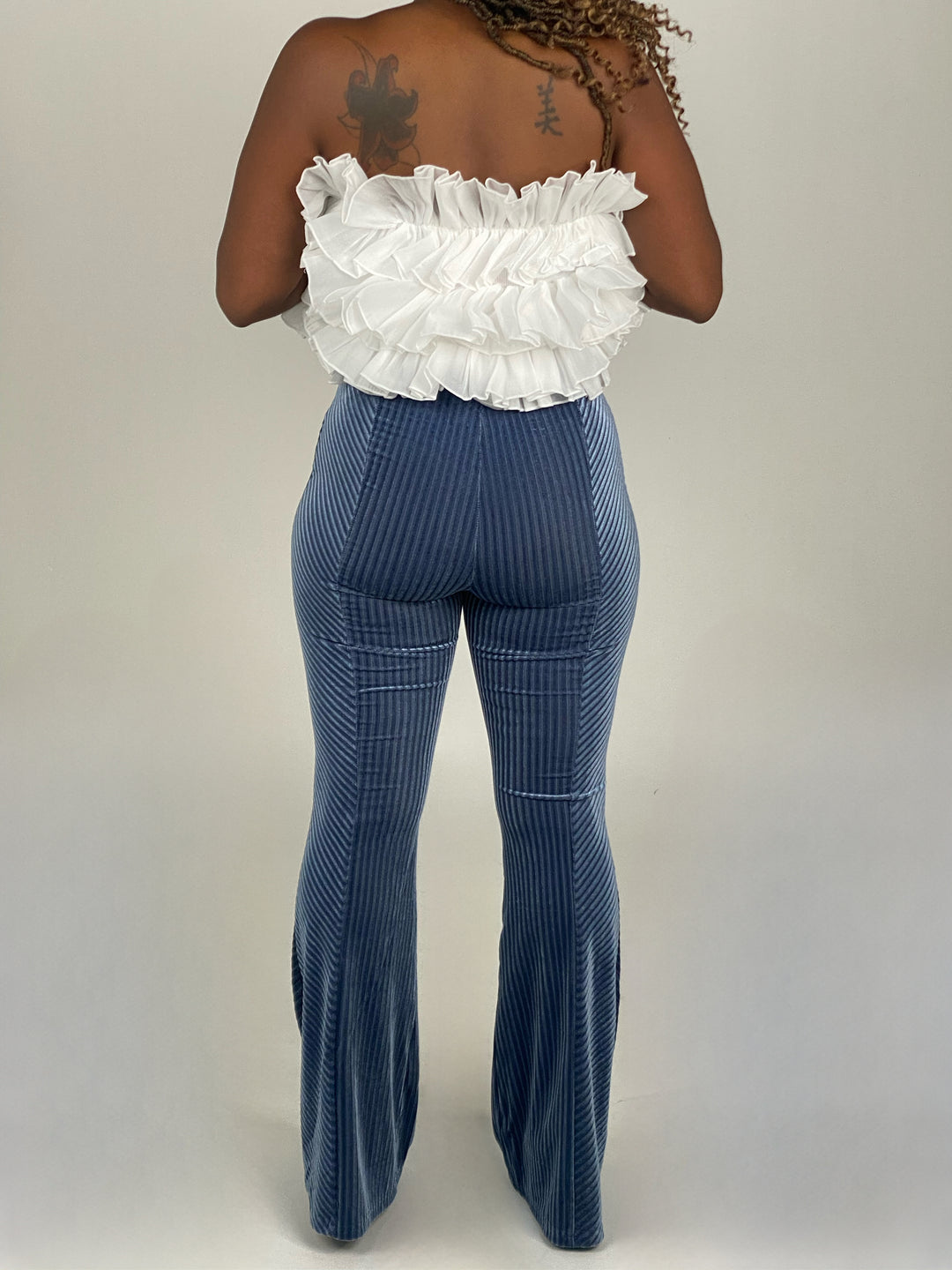 Blue Velvet Flared Pants