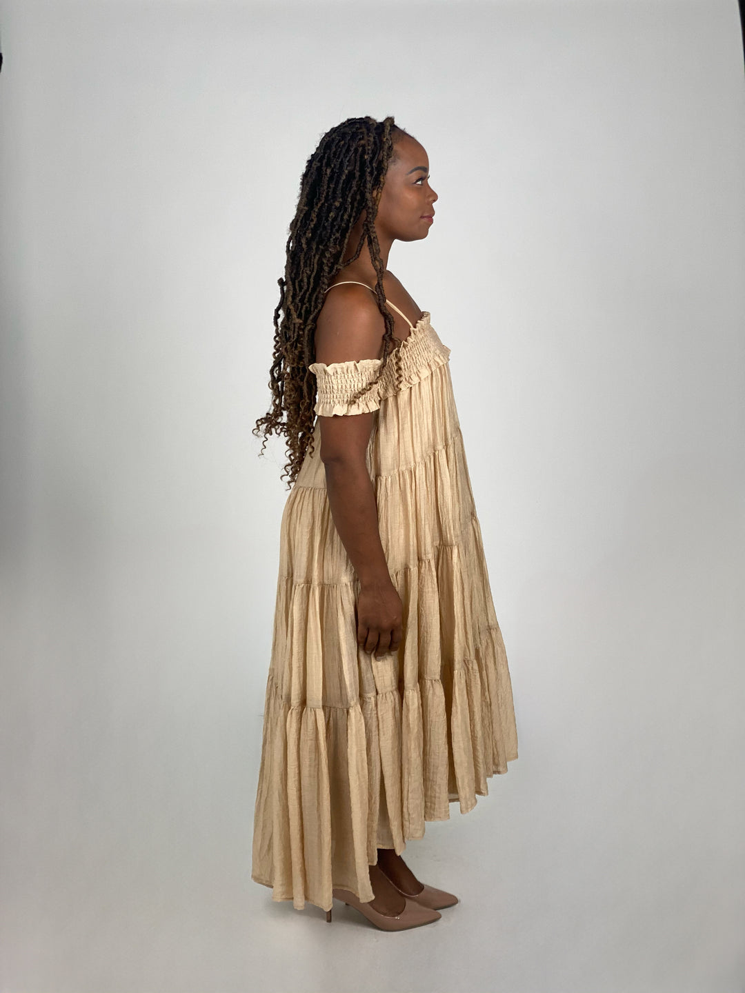 Sleeveless Taupe Maxi Dress