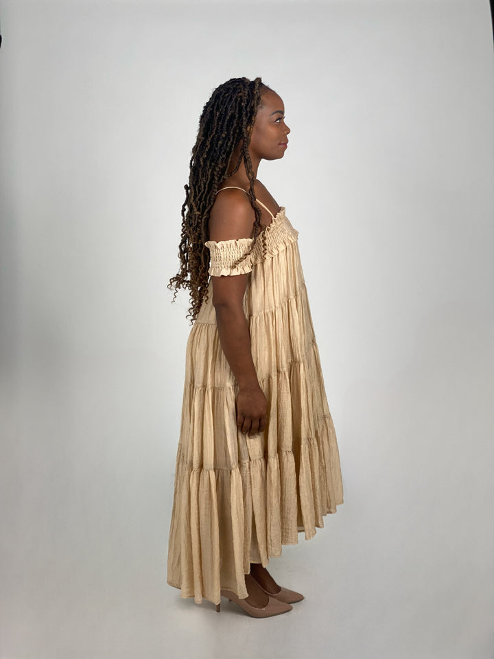 Sleeveless Taupe Maxi Dress