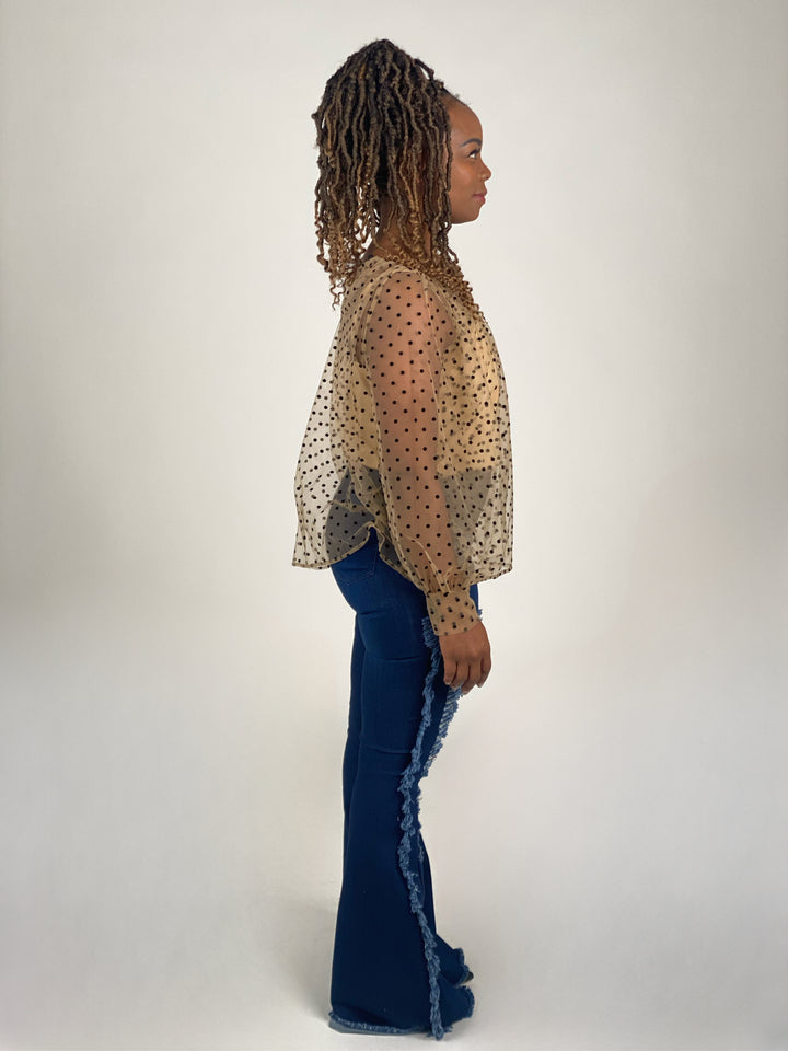 Polka Dot Crew Neck Top