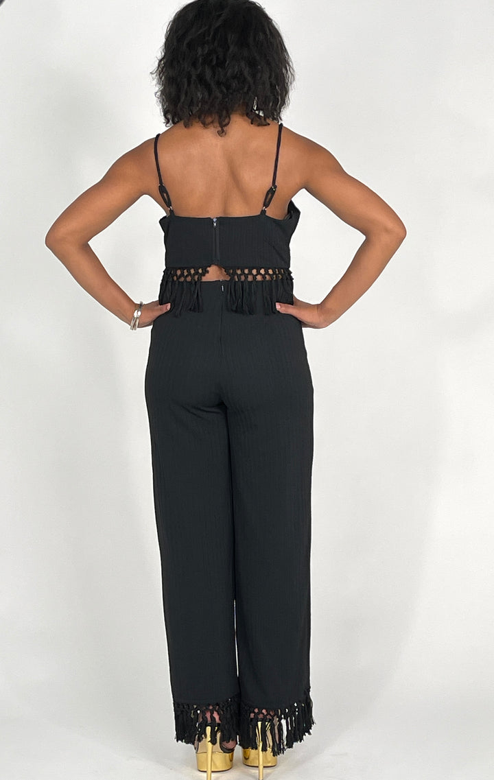 Black Fringe Tassel Jumpsuit