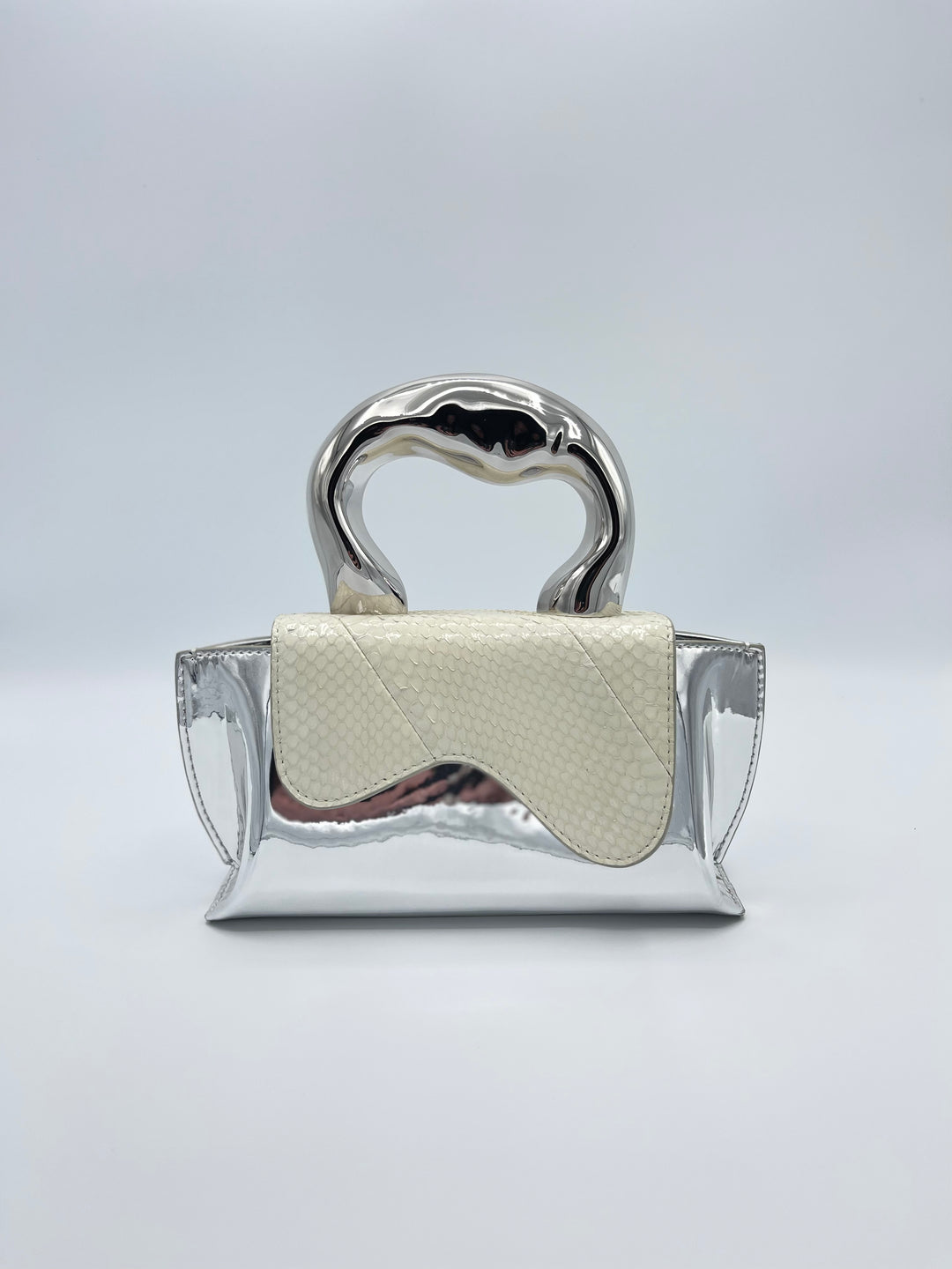 White On Silver Purse