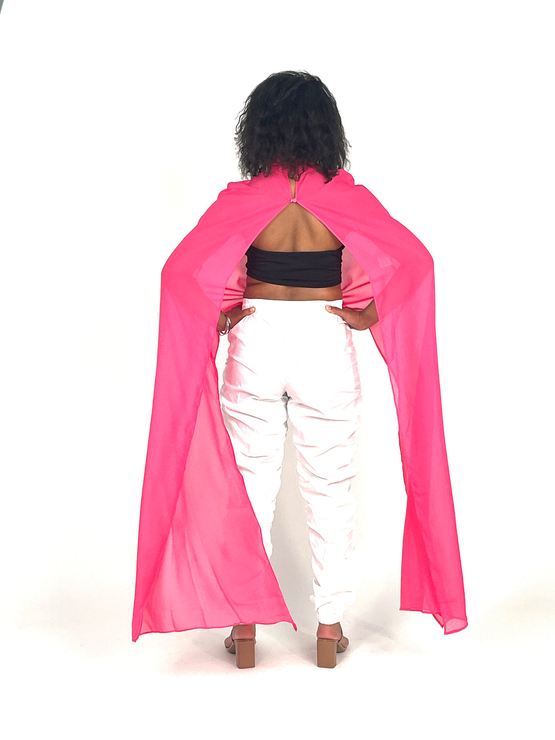Fuchsia Asymmetric Gauze Cape
