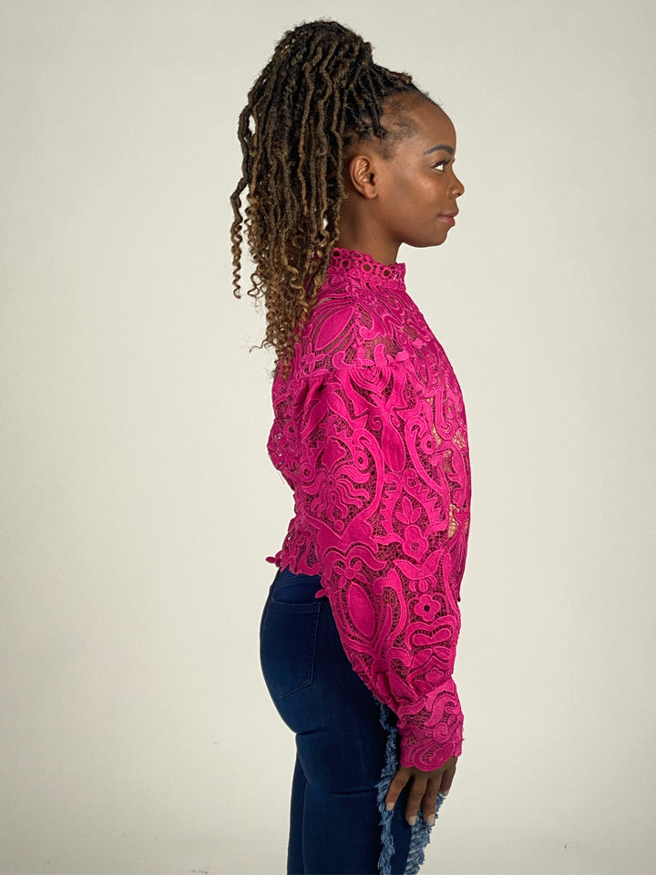 Magenta Crotchet Top