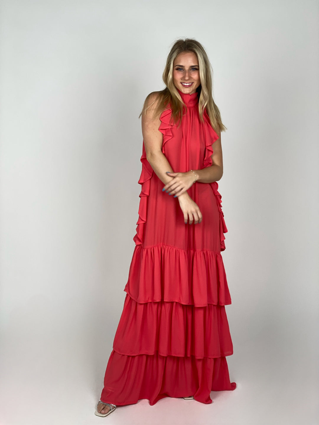 Pink Bow Ruffle Dress