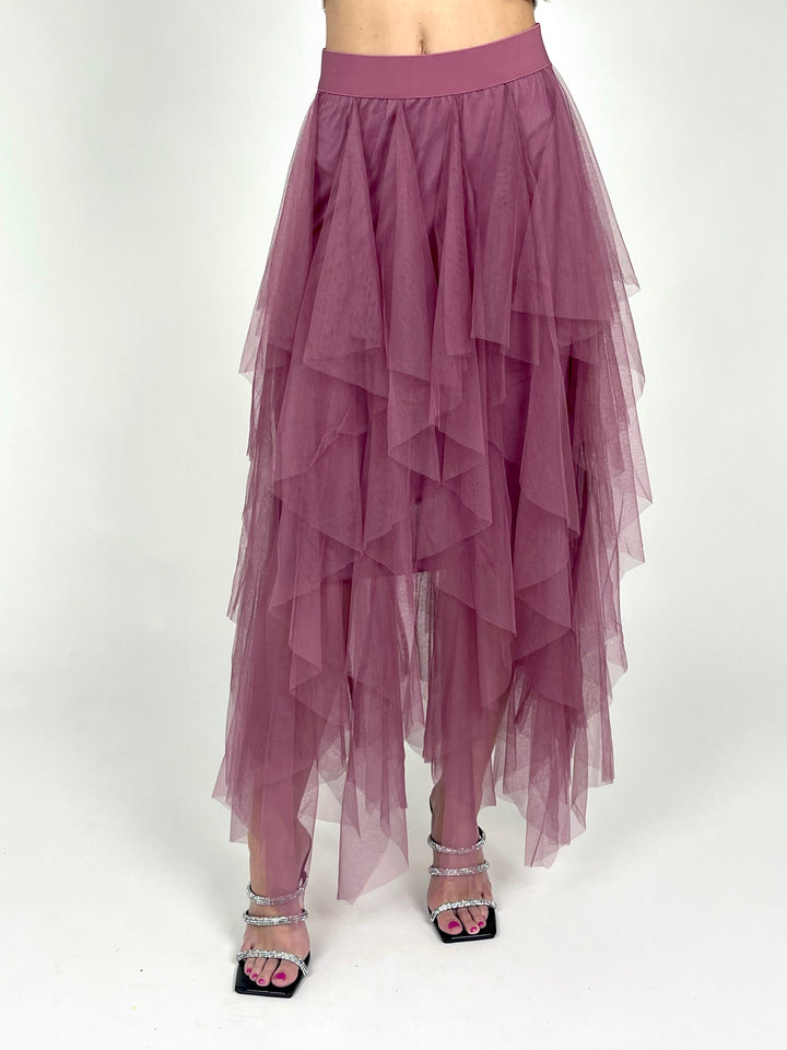 Mauve Mesh Maxi Skirt