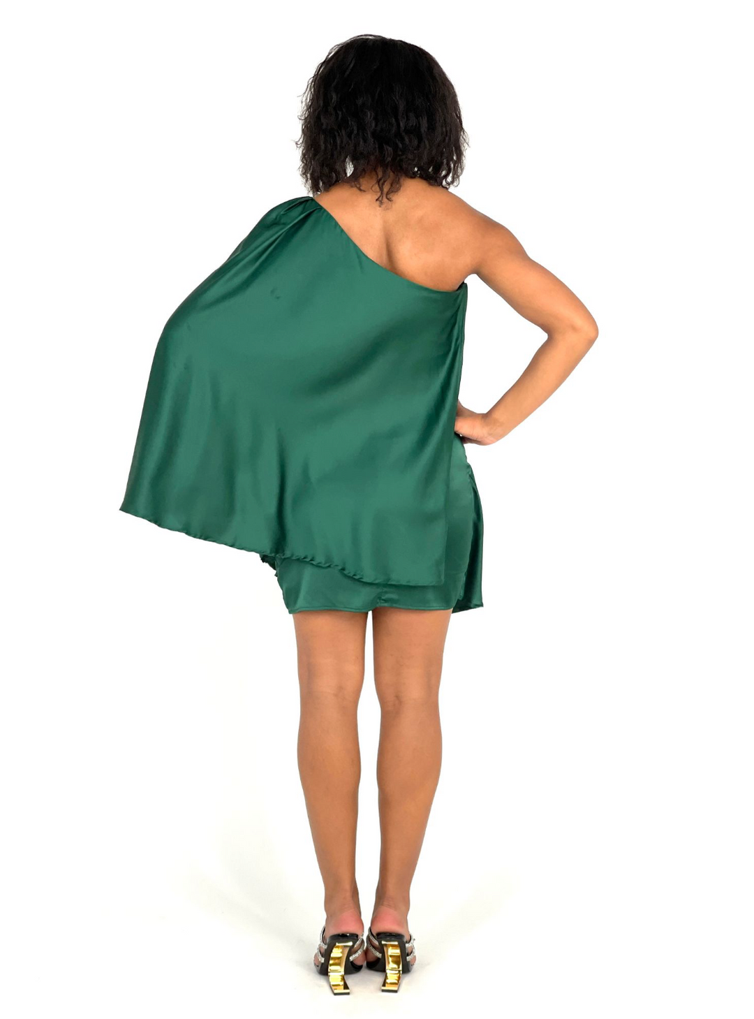 Green Mini Satin Dress