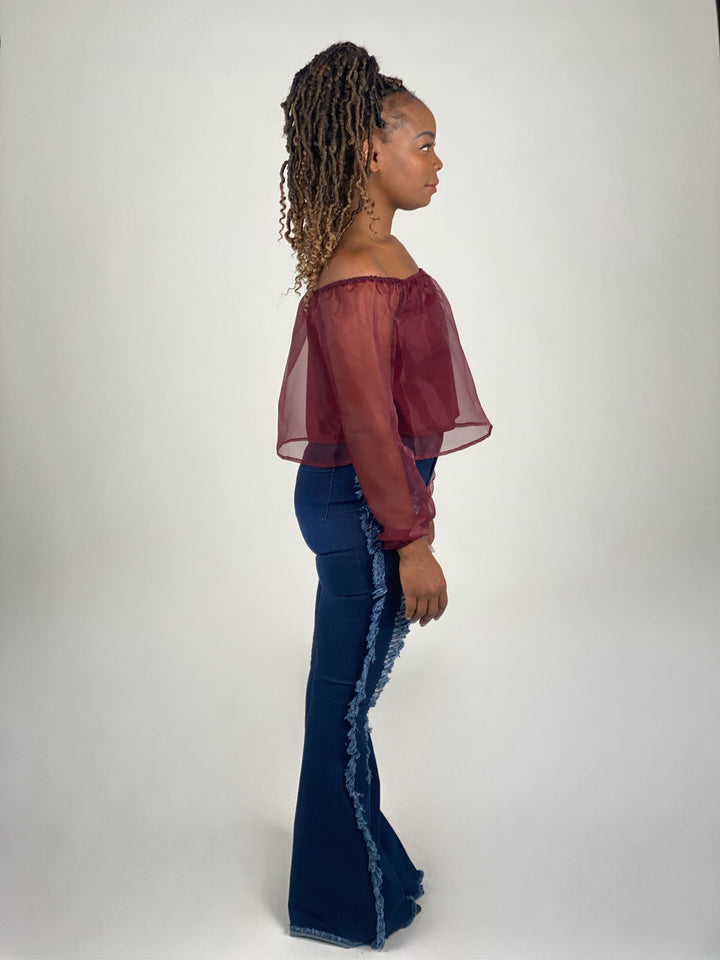 Burgandy Organza Top