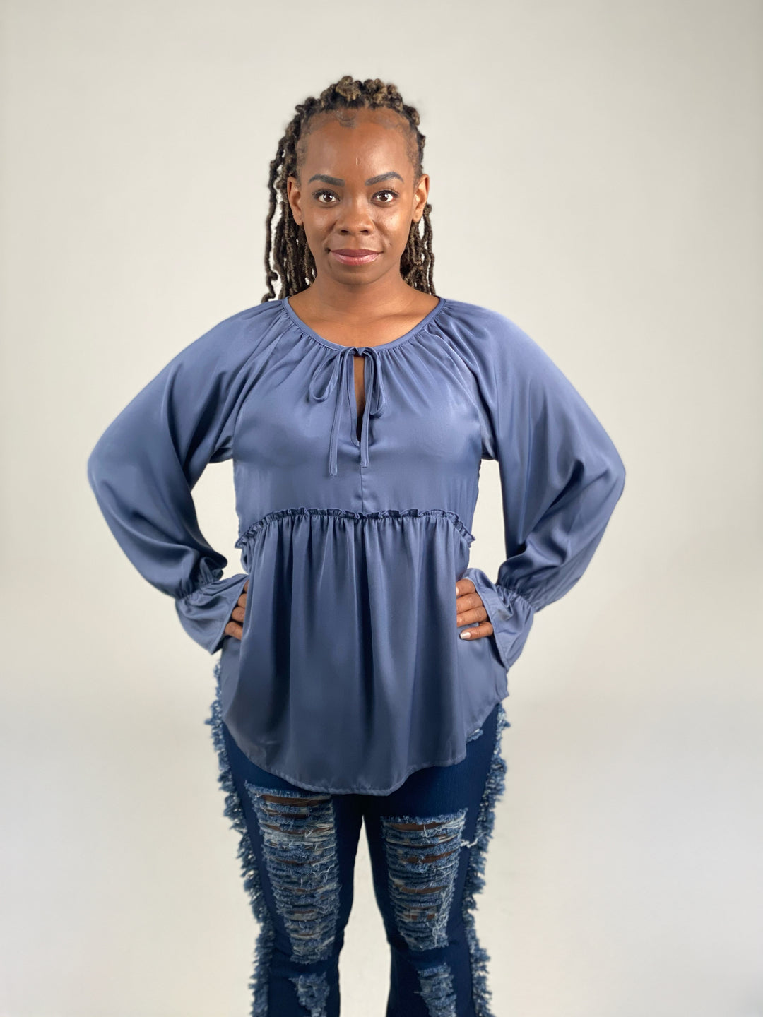 Ruffle Tie Front Top