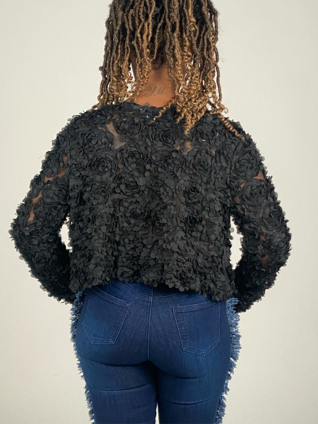 Black Floral Mesh Jacket