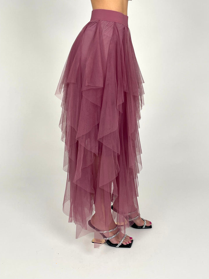 Mauve Mesh Maxi Skirt