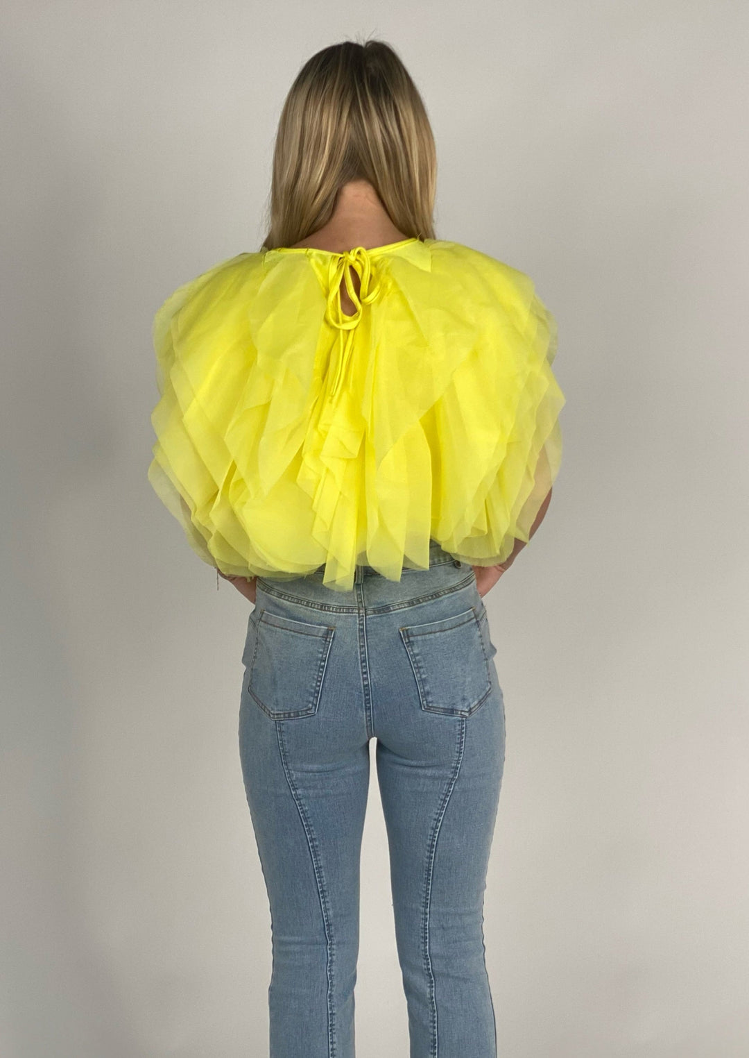 Yellow Sleeveless Ruffle Top