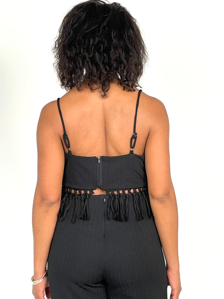 Black Fringe Tassel Jumpsuit