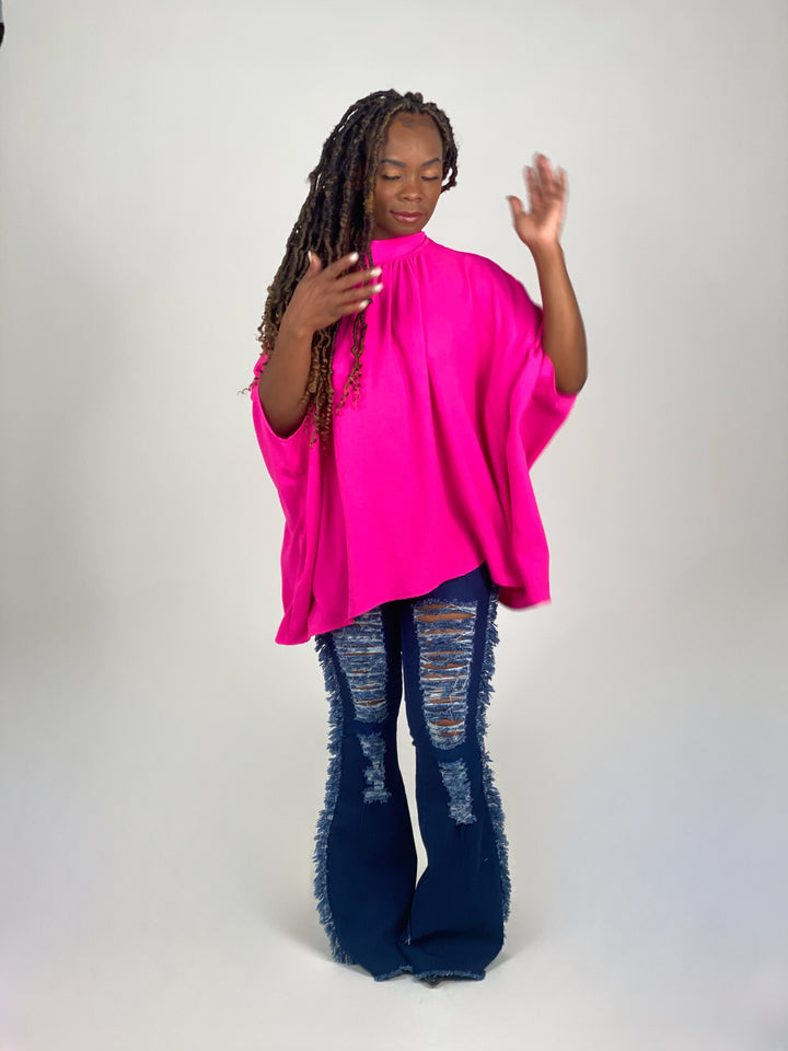 Ultra Pink Mock Neck Top