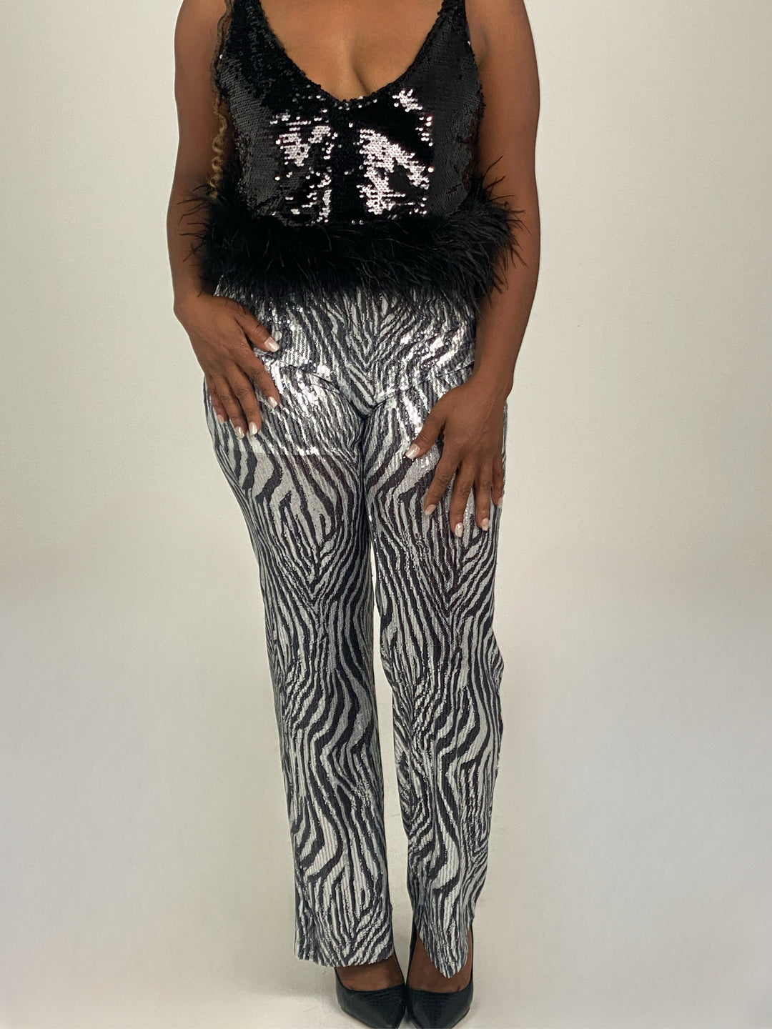 Black And White Sequin Pants