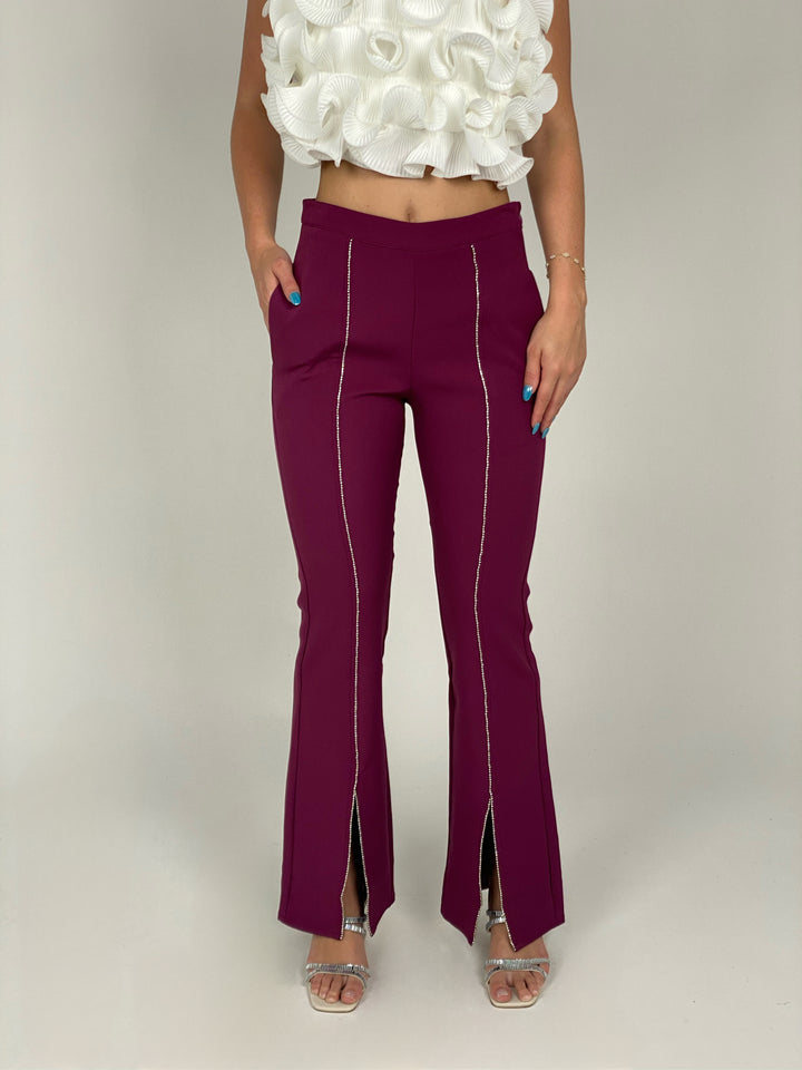 Plum Flared Stretch Pants