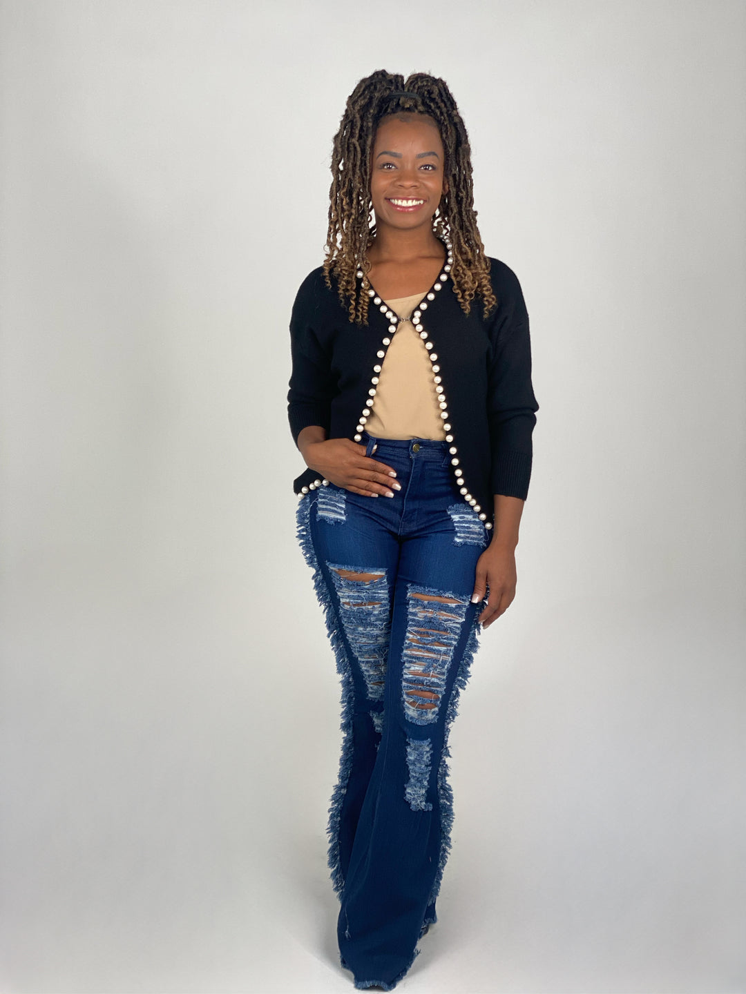 Black Pearl Trim Sweater