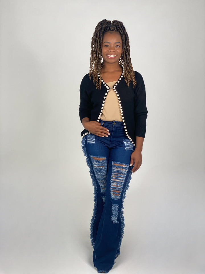 Black Pearl Trim Sweater