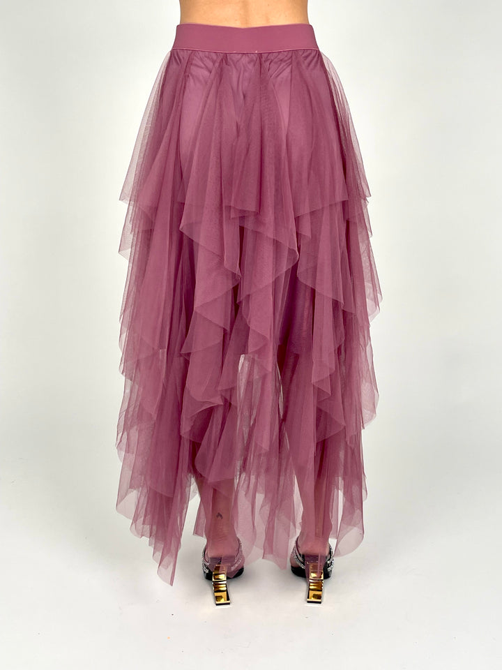 Mauve Mesh Maxi Skirt