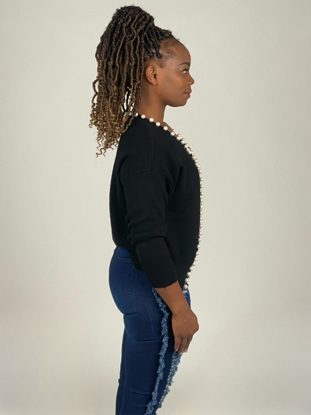 Black Pearl Trim Sweater