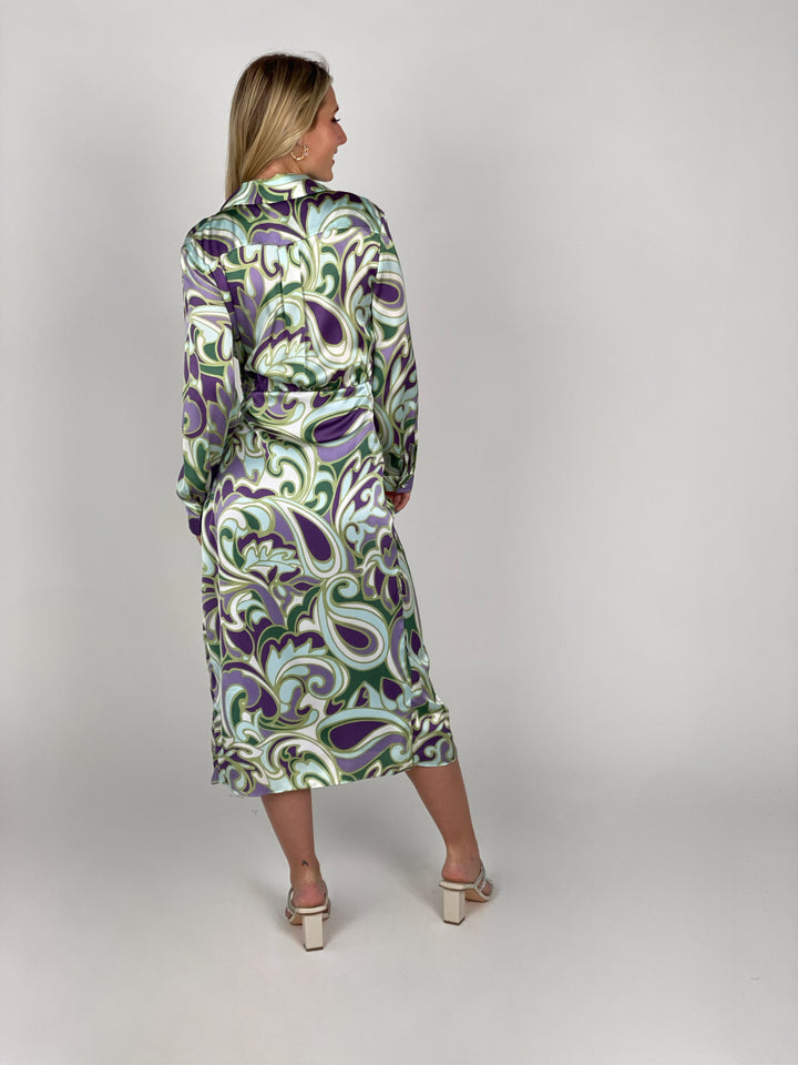 Lily Green And Lavender Eudemonia Midi Dress