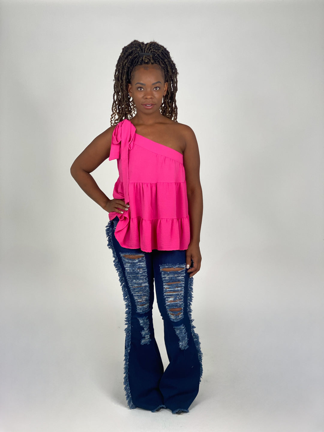 Pink One Shoulder Top