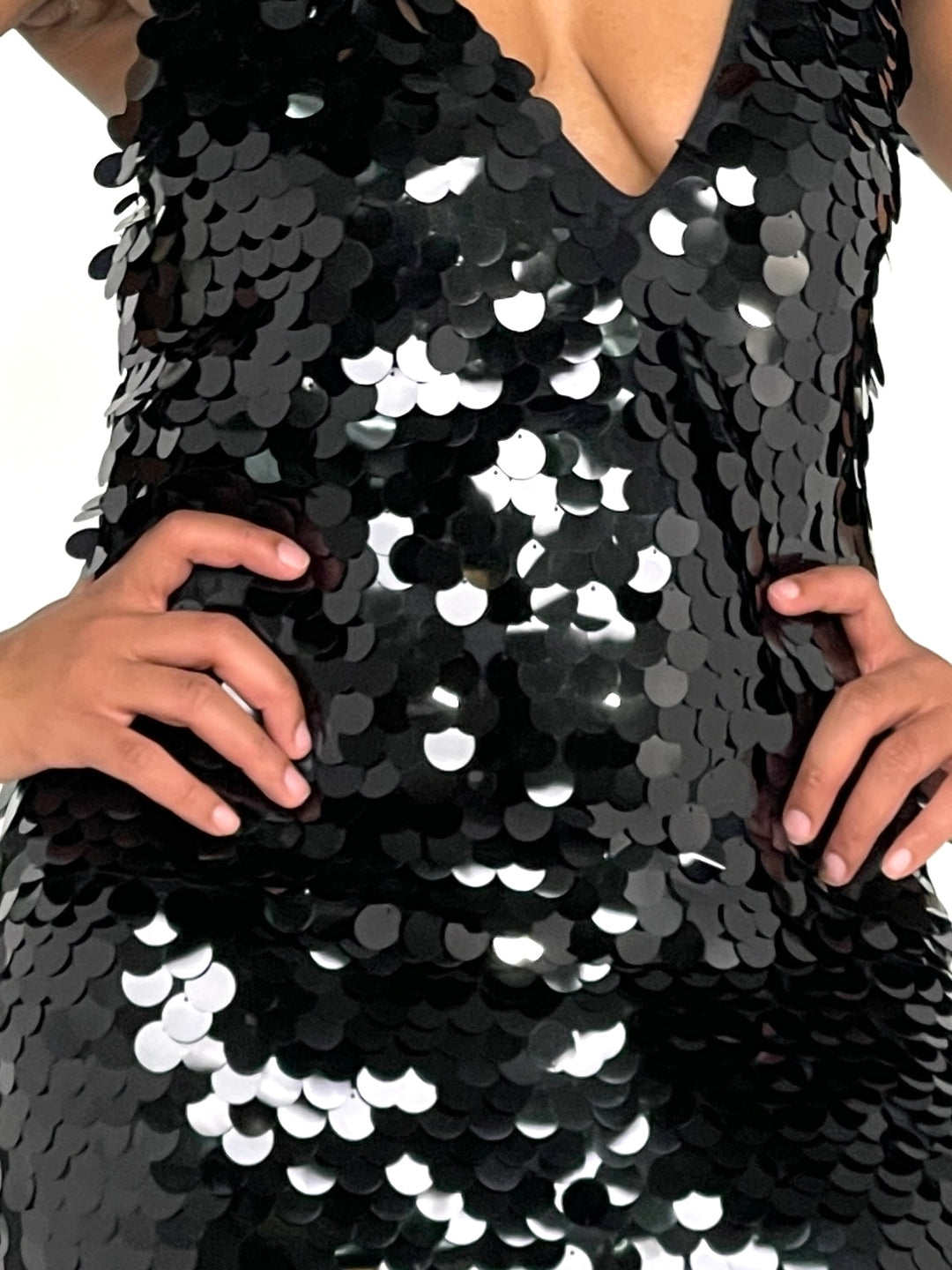 Black Sequins Mini Dress
