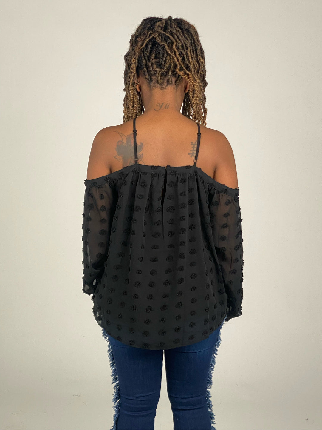 Black Long Sleeve Off Shoulder Blouse