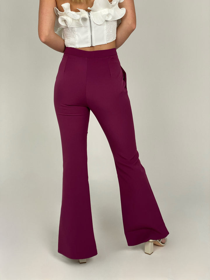Plum Flared Stretch Pants