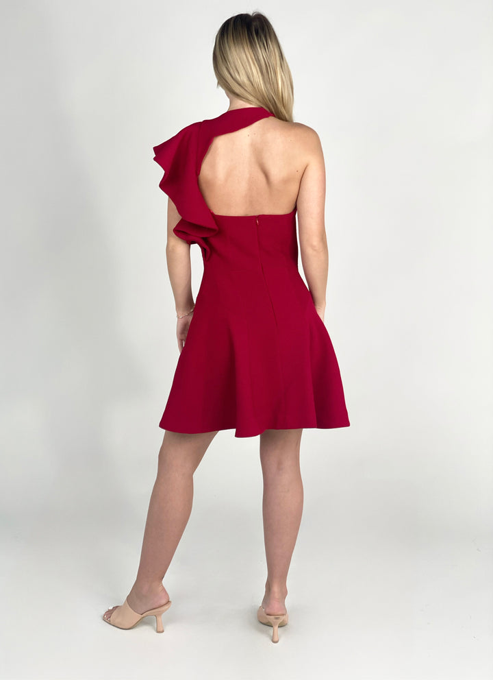 Red Flared Bottom Designer Dress