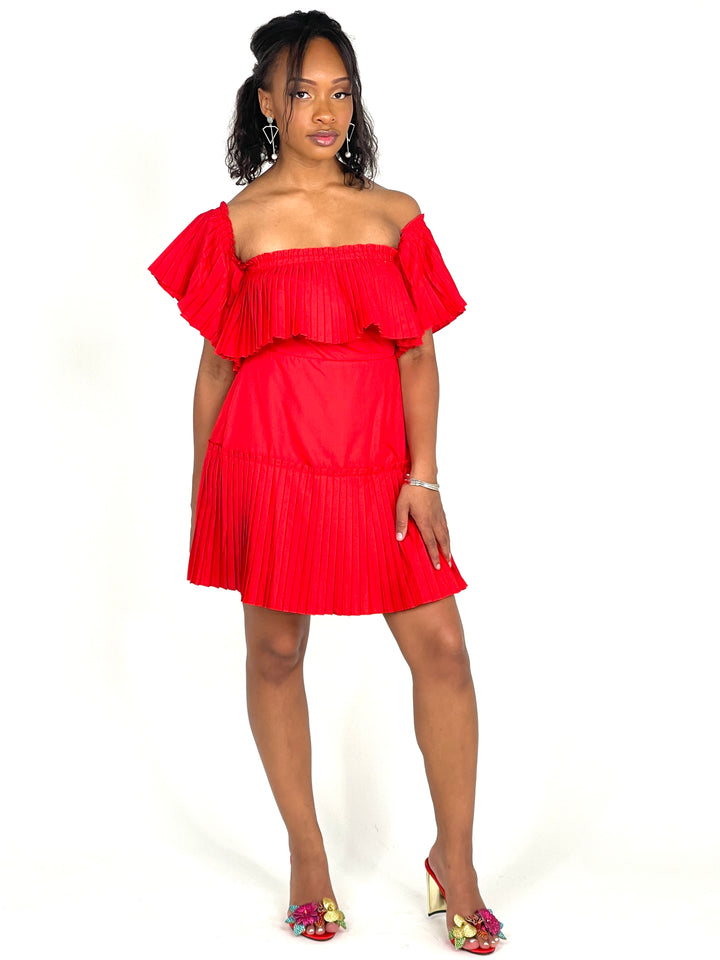 Red Off Shoulder Mini Dress