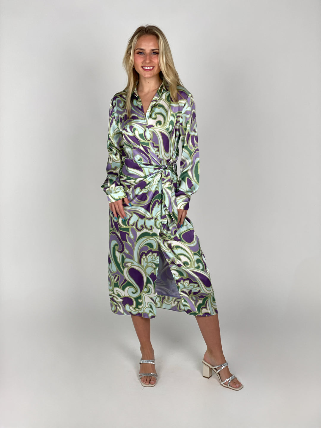 Lily Green And Lavender Eudemonia Midi Dress