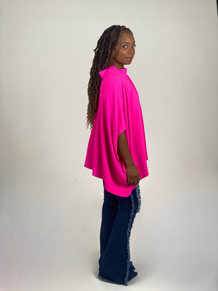 Ultra Pink Mock Neck Top