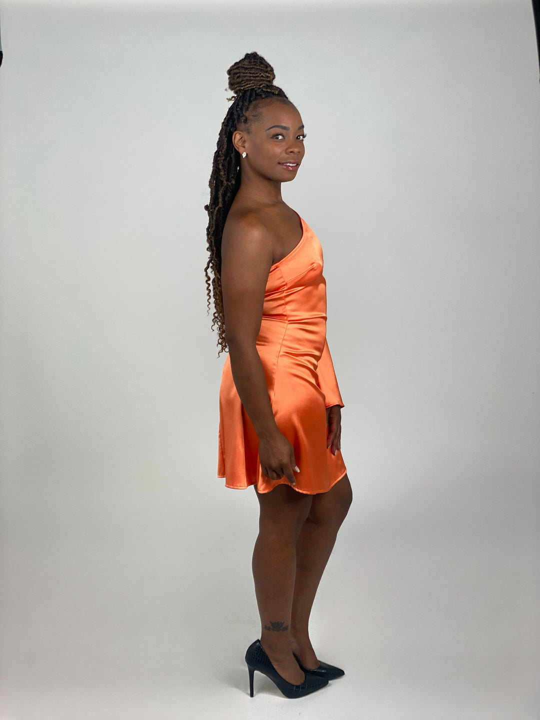 Tangerine One Shoulder Dress