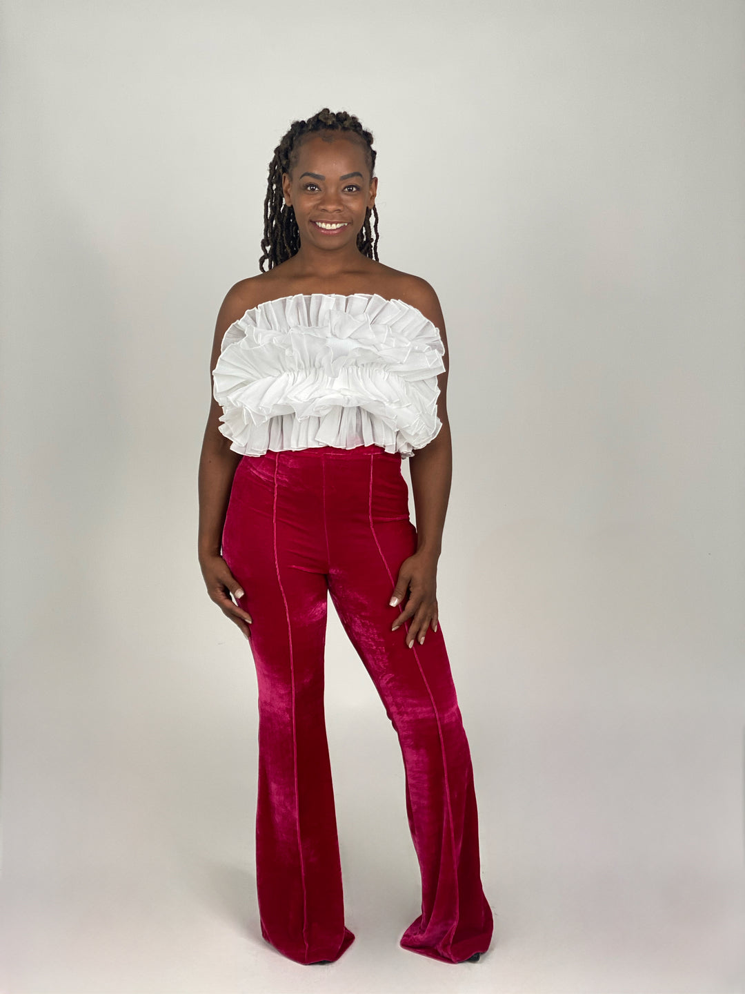 Fuchsia Flared Velvet Pants