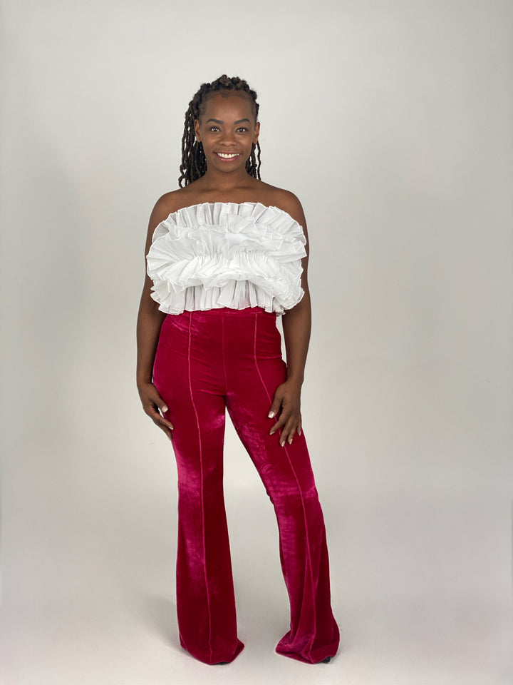 Fuchsia Flared Velvet Pants