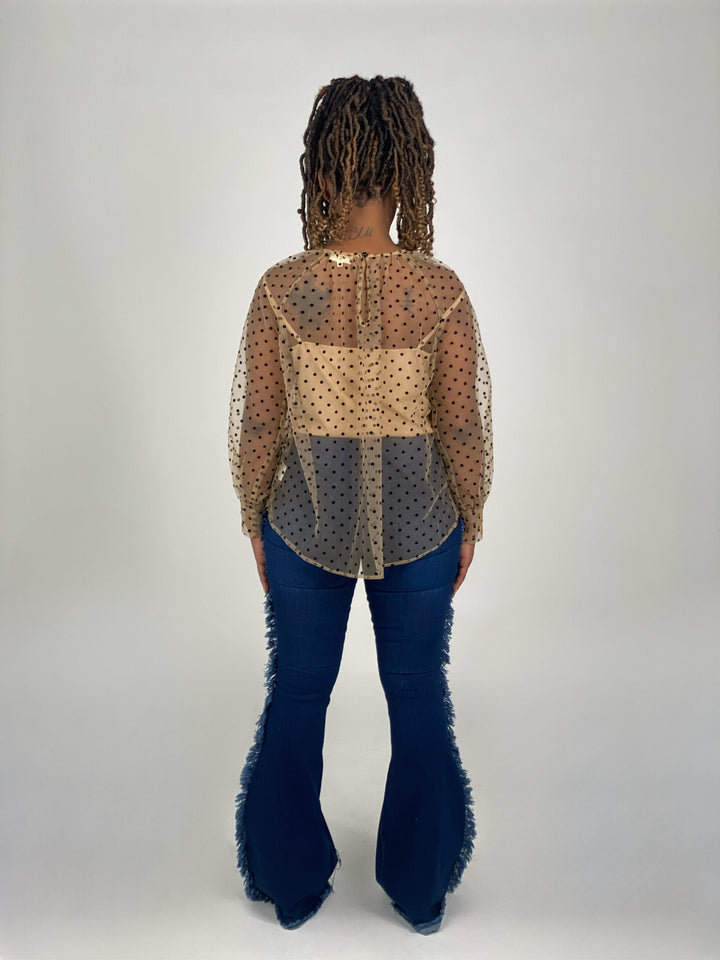 Polka Dot Crew Neck Top