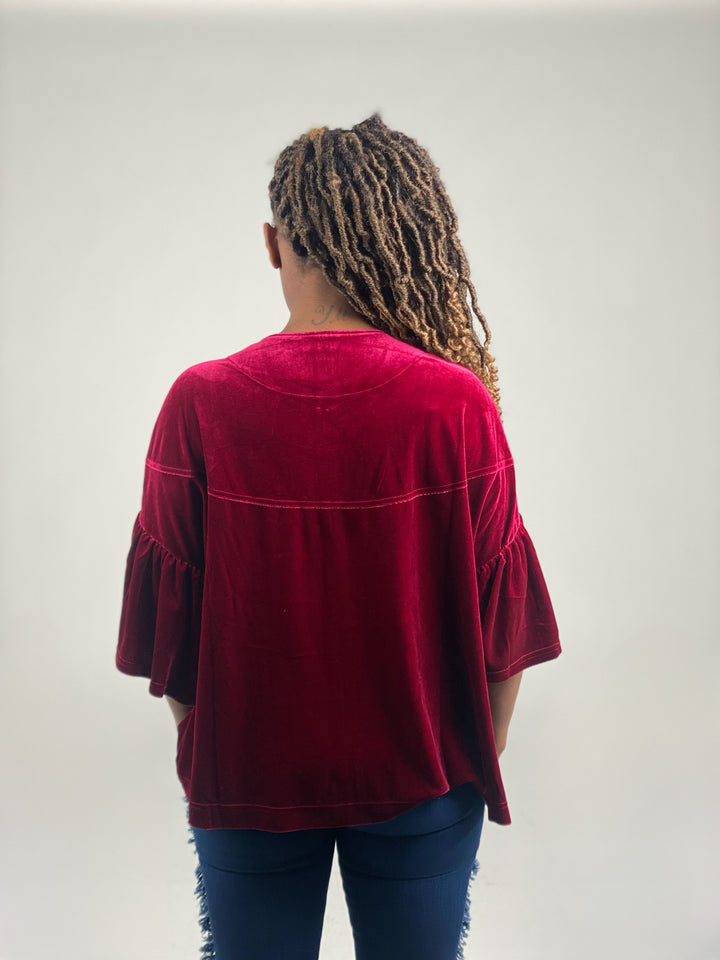 Velvet 3/4 Sleeve Cardigan