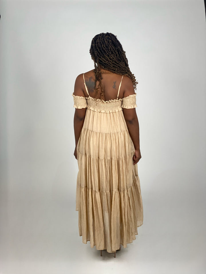 Sleeveless Taupe Maxi Dress