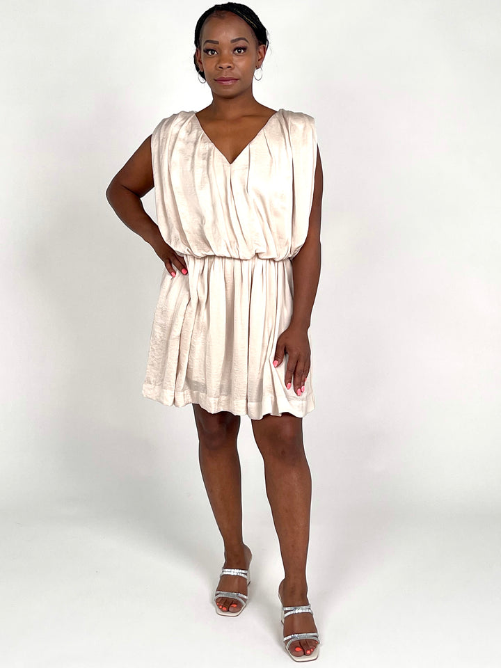 Pearl Satin Pleated Dress
