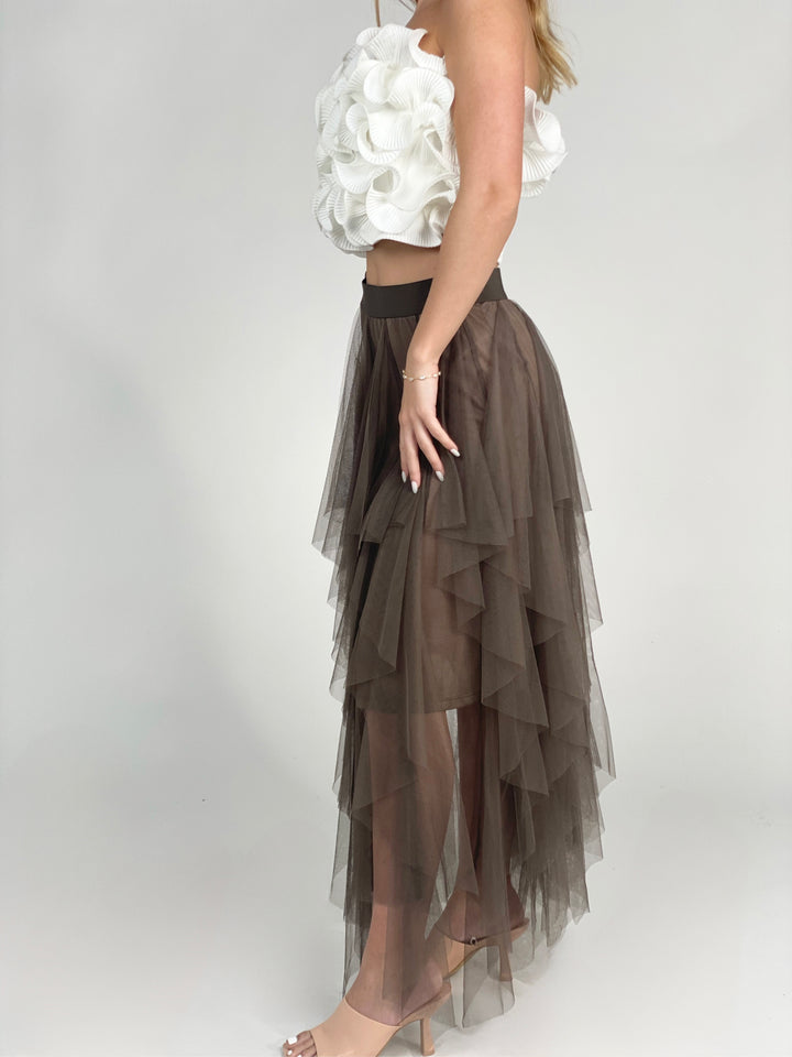 Olive Grey Mesh Ballerina Skirt