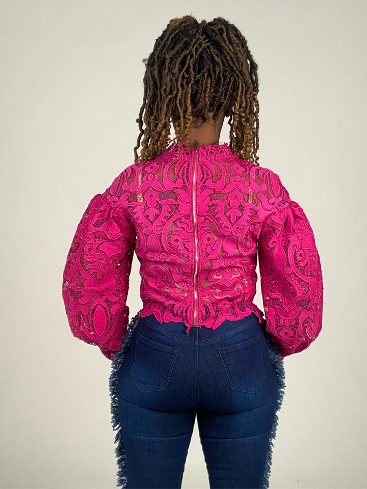 Magenta Crotchet Top