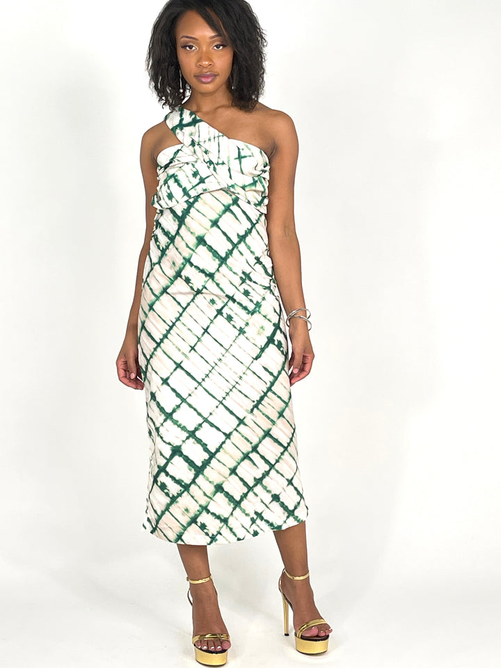 Green Strapless Midi Dress